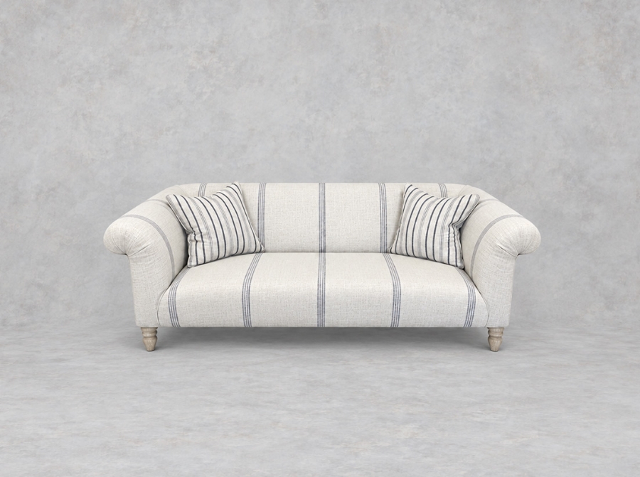 Outlet Tunbridge Wells: Exbury 3 seater sofa in Woven Linen Stripe Baldersby Blue