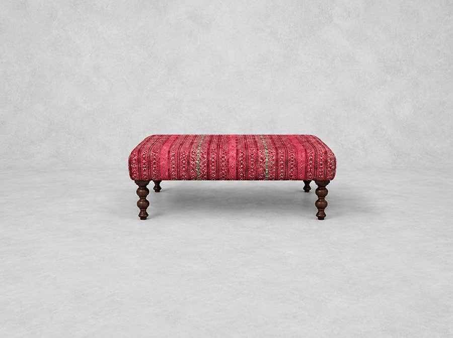 Outlet West Sussex: Porthallow footstool in TOI Opulent Velvet Andhra Weave Rouge