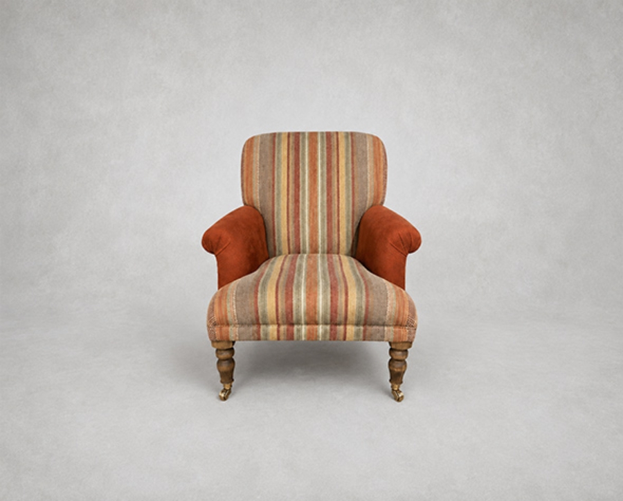 Outlet Manchester: Midhurst Chair in Kirkby Soho and Mulberry Rustic Stripe  Red / Plum
