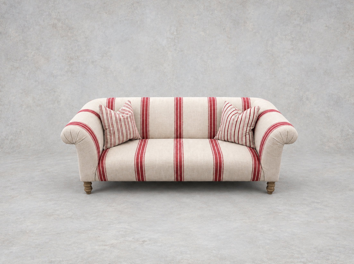 Outlet Harrogate: Exbury 3 seater sofa in Woven Linen Stripe Ganton Red