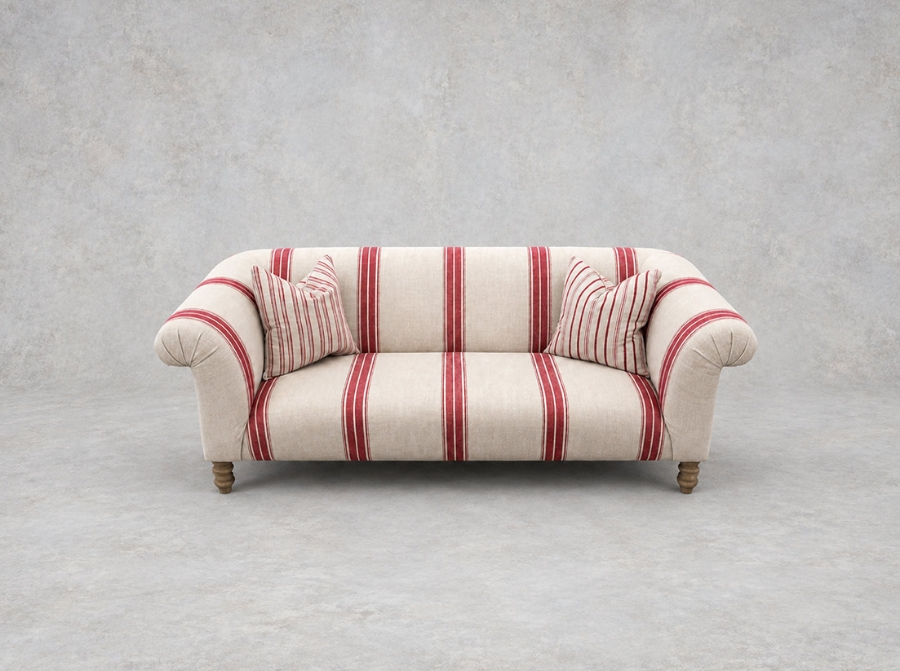 Outlet Harrogate: Exbury 3 seater sofa in Woven Linen Stripe Ganton Red