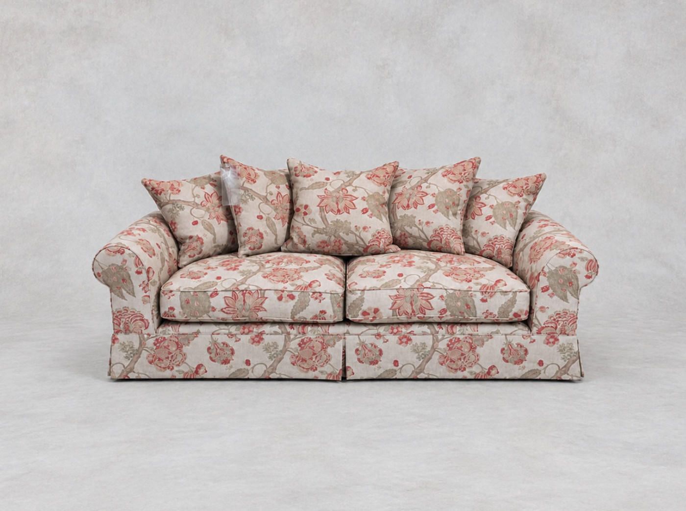 Outlet West Sussex; Lewes 4 seater sofa in Floral Linen Indienne Trail Rosso