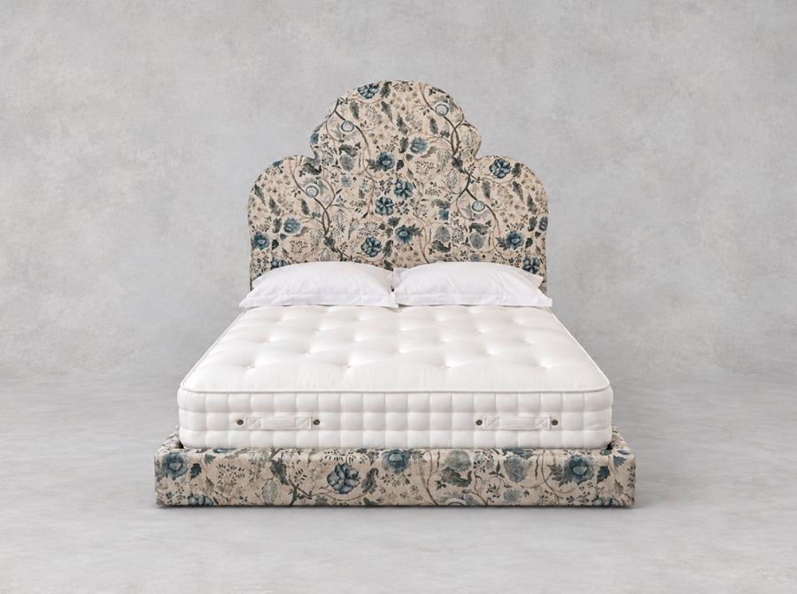 Outlet Basingstoke: Hampstead king bed in Threads of India Opulent Velvet Tree of Life Powder Blue