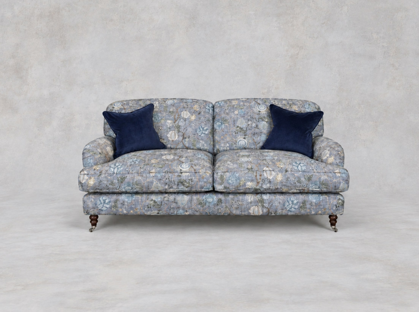 Outlet Manchester: Kentwell 3 seater 2 hump sofa in V&A Threads of India Tree of Life Lavender