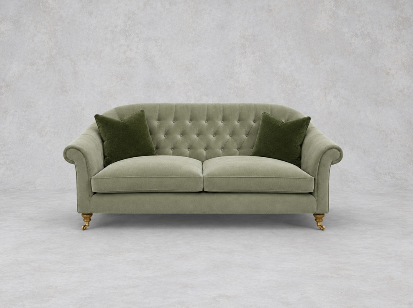 Outlet Leeds: Abbotsbury 3 seater sofa in Omega Velvet Green Tea