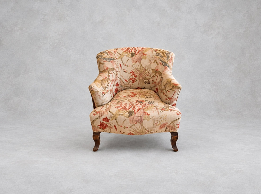 Outlet Leamiington Spa: Grassington chair in Floral Linen Lily pad Vermillion