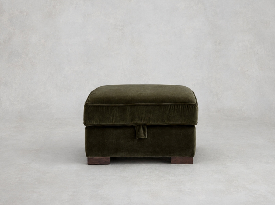 Outlet Manchester: Wadenhoe storage footstool in Linwood Omega Velvet Seaweed