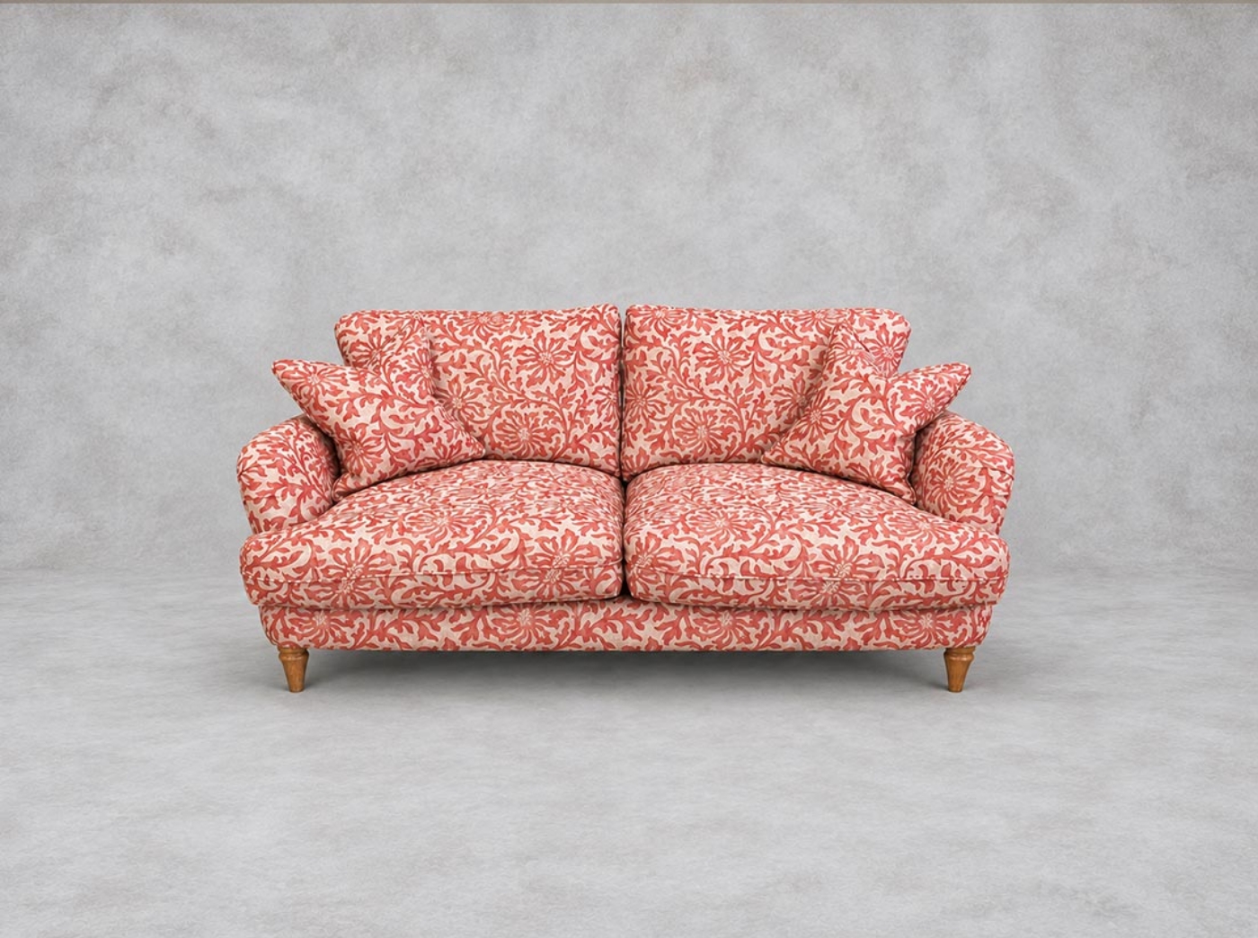 Outlet Sutton Coldfield: Pugin 3 seater sofa in V&A Spill Resistant Floral Scroll Chilli