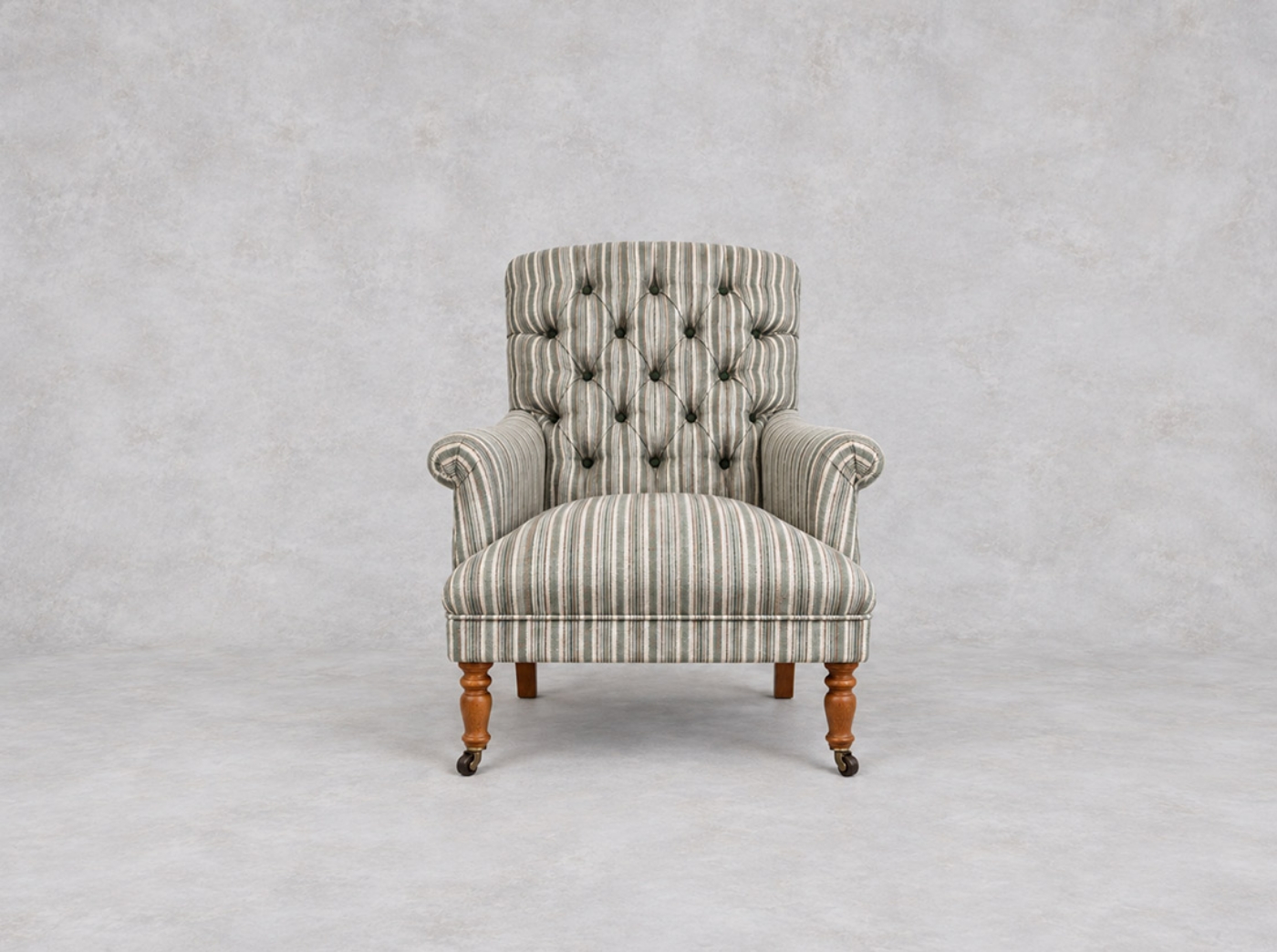 Outlet Bruton: Snape button back chair in Etta's Stripe Forest