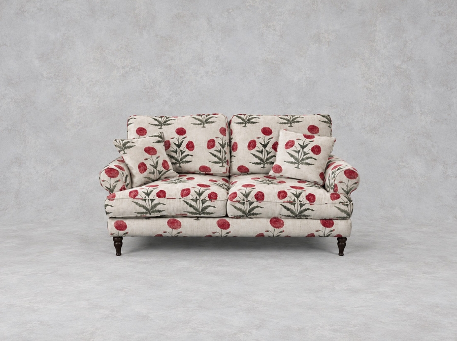 Outlet West Sussex: Cooksbridge 3 seater sofa in V&A Threads Of India Opulent Velvets Regal Poppy Chalk