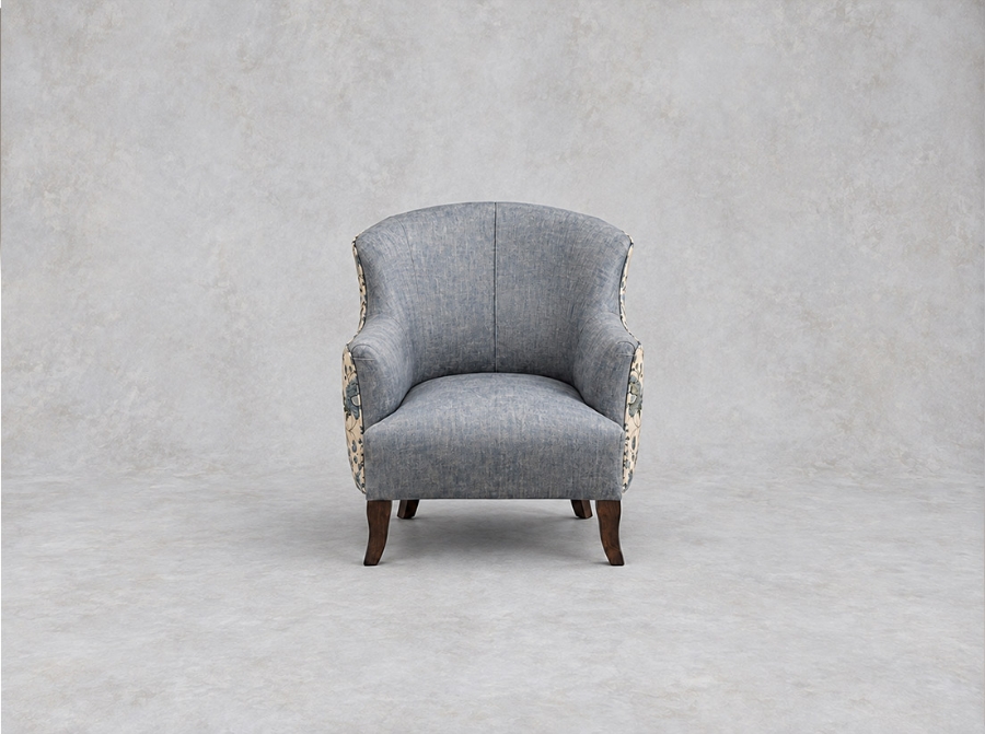 Outlet Battersea: Grassington chair  in Threads of India Linen in Tree of Life Colour Chalk and Almost Plain Powder Blue
