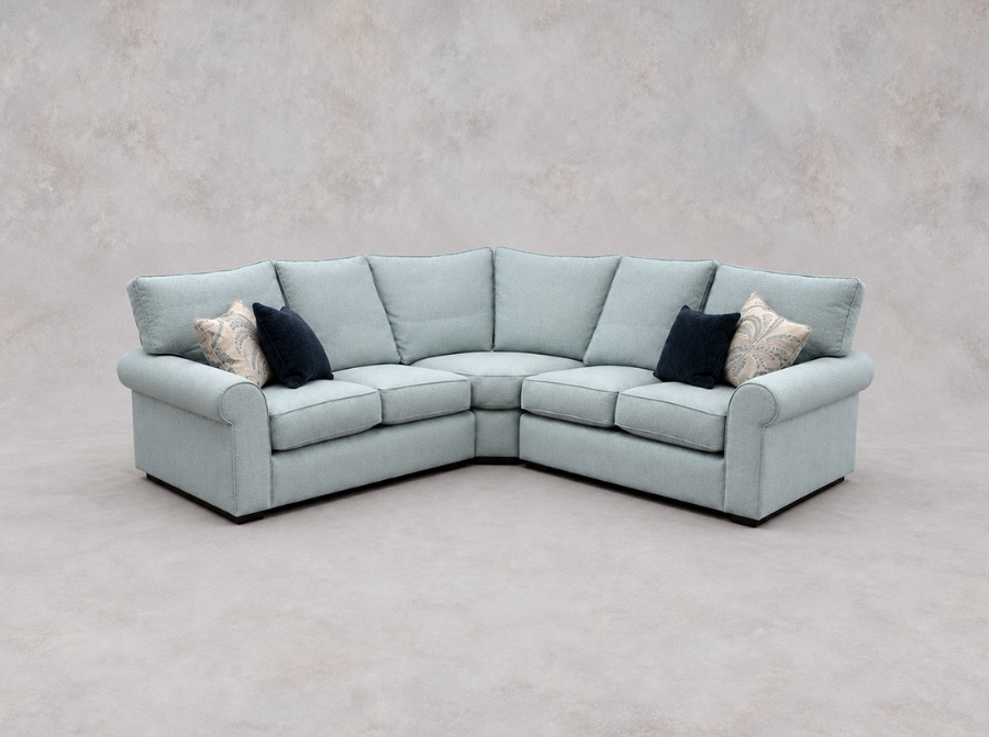 Outlet West Sussex: Upperton large corner group in Mottled Linen Cotton Ocean
