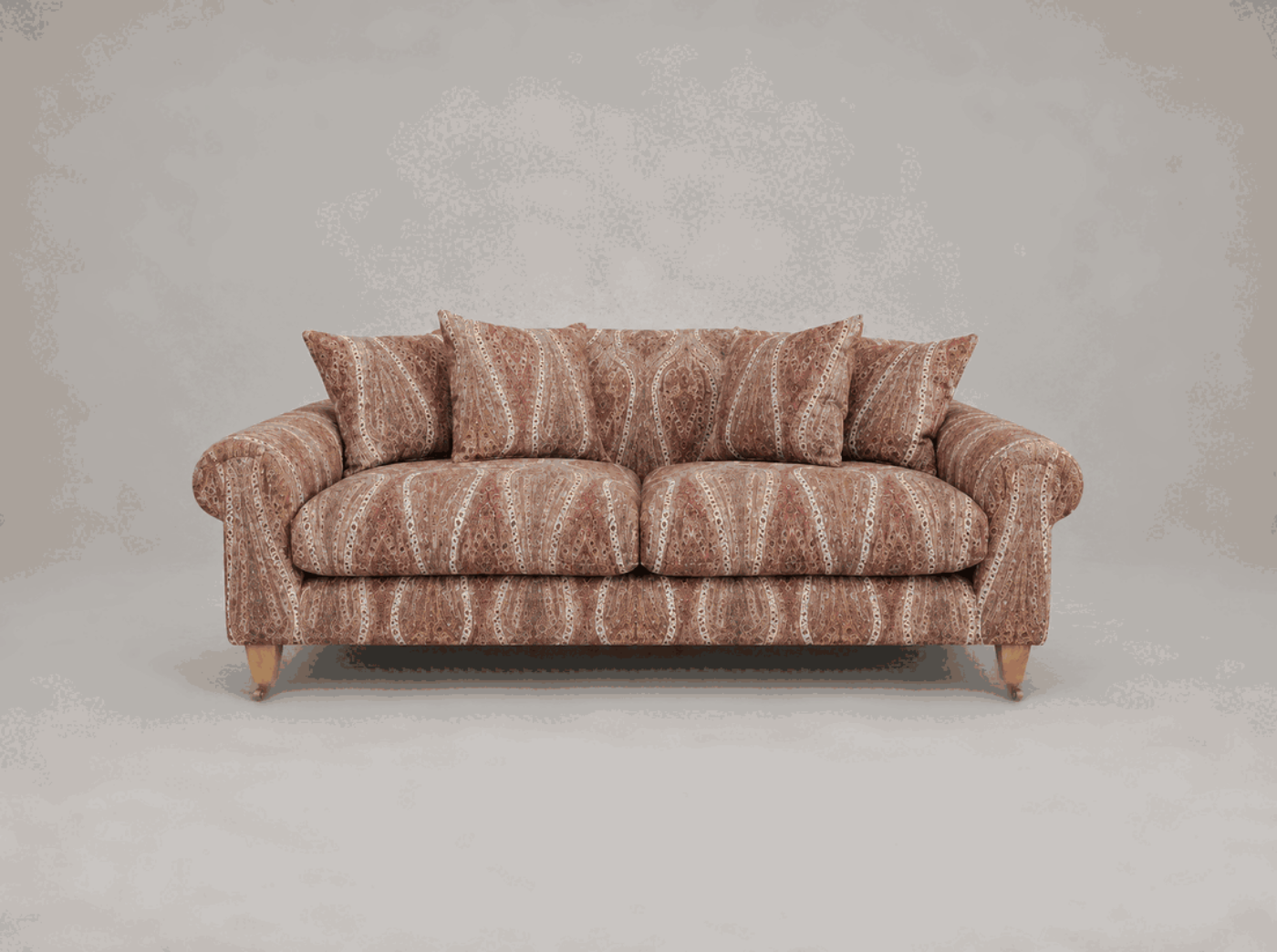 Outlet Manchester: Walberswick 3 seater sofa in V&A Threads of India On linen Paisley Splendour Sandstone