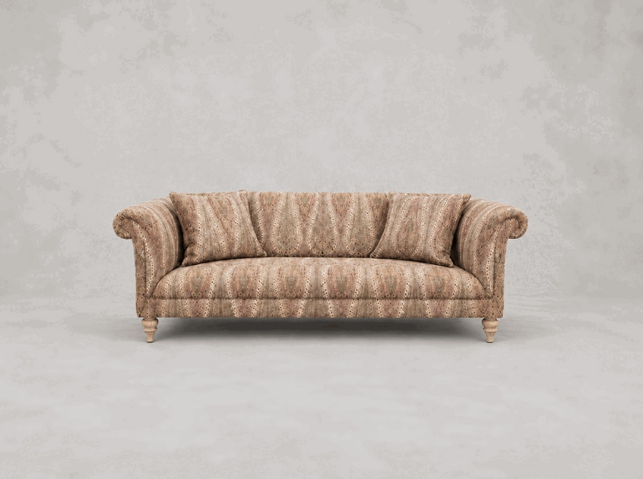 Outlet West Sussex: Masham 3 seater sofa in V&A Threads of India on Linen Paisley Splendour Sandstone