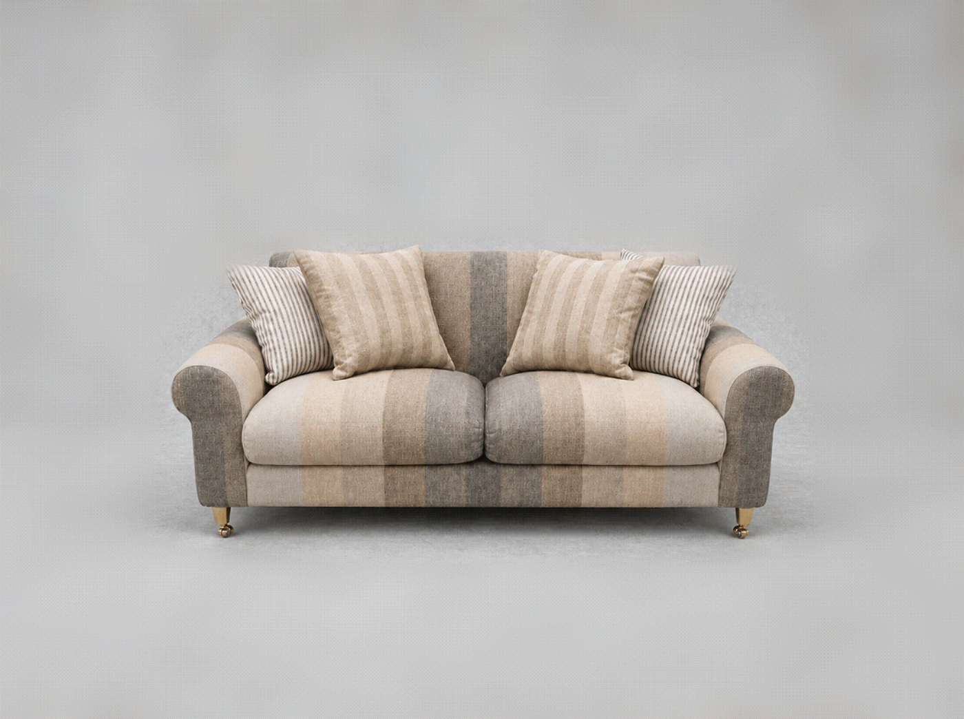 Outlet West Sussex: Walberswick 2.5 Seater sofa in Strata Stripe Masonry with contrasting scatters