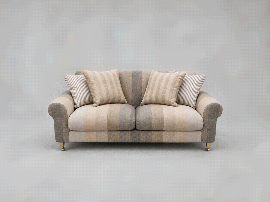 Outlet West Sussex: Walberswick 2.5 Seater sofa in Strata Stripe Masonry with contrasting scatters