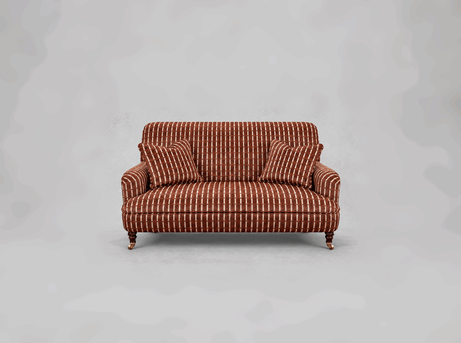 Outlet West Sussex: Holmfirth 2 seater sofa in V&A Threads Of India Opulent Velvets Ikat Mirage Burnt Umber