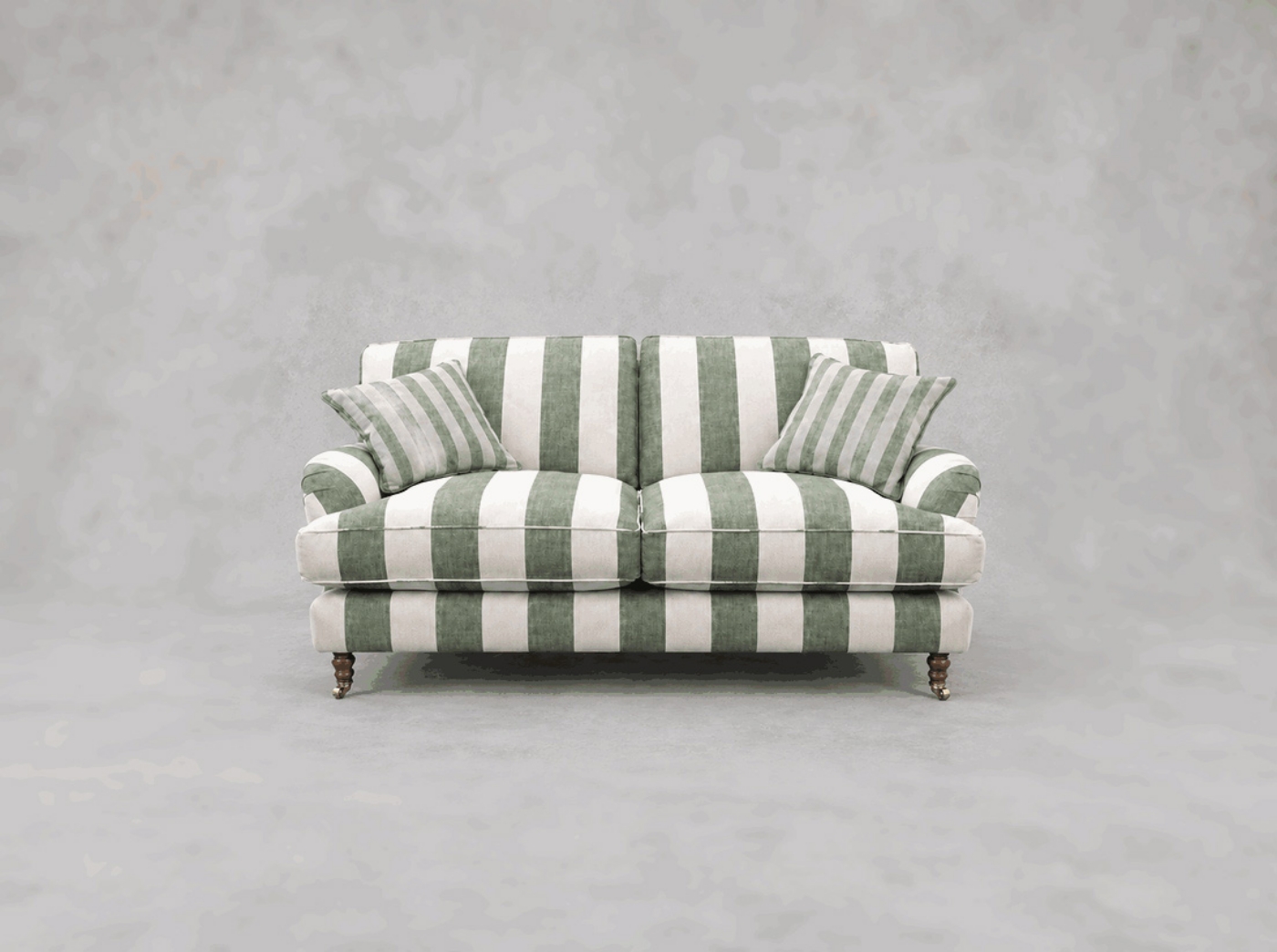 Outlet West Sussex: Kentwell 2.5 seater 2 hump sofa in Furrow Stripe Broad Goblin Green