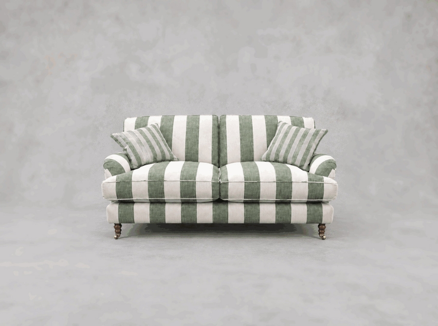 Outlet West Sussex: Kentwell 2.5 seater 2 hump sofa in Furrow Stripe Broad Goblin Green