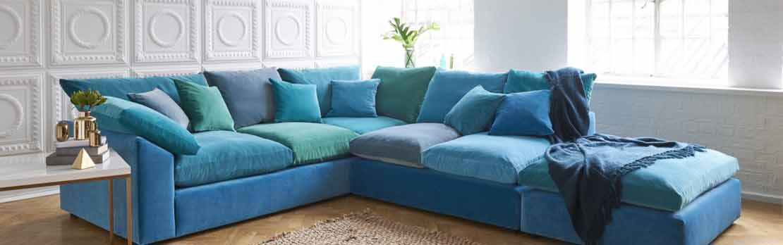 Blue Corner Sofa in country home