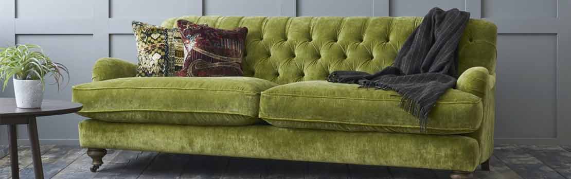 3 seater green velvet sofa