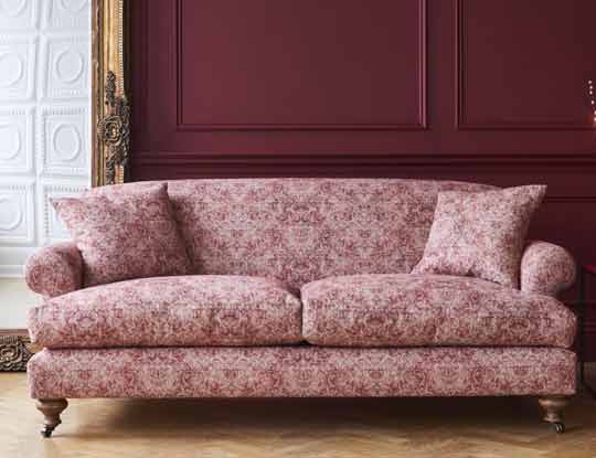 Red Linen Sofa in stately home