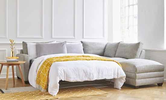 langland corner sofa bed in grey fabric