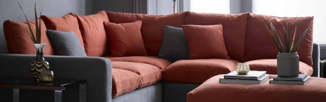 large orange corner sofa