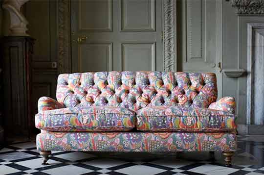 designer fabric on a bespoke sofa