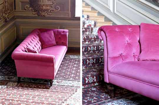 luxury pink velvet sofa