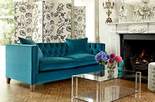 square arm chesterfield sofa in velvet