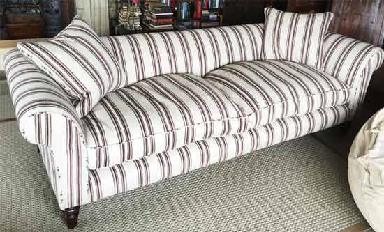 colefax and fowler striped fabric sofa