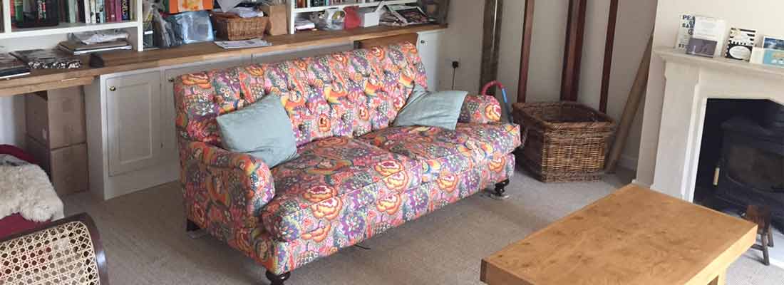 large sofa in liberty designer fabric