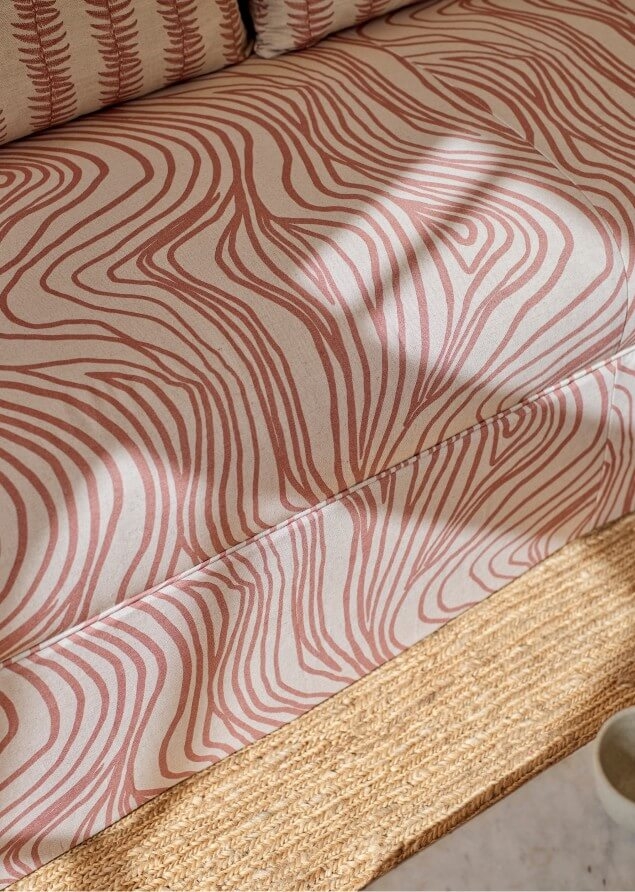 Turnberry 3 seater sofa in Contour Lines Berry arm