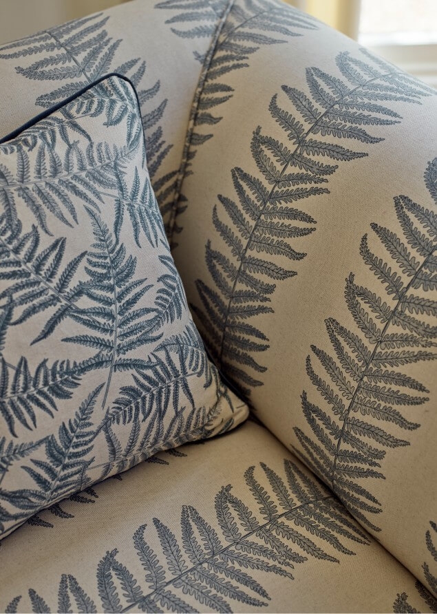 Exbury 3 seater corner in Frond Stripe Large Storm