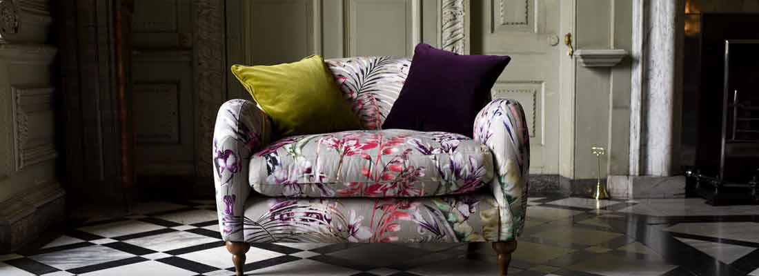 love seat in floral modern fabric