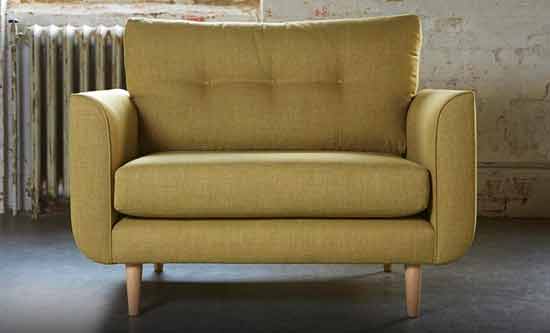 love seat sofa in green fabric