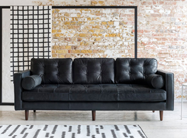 Large black luxury leather sofa