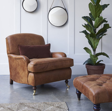 luxury chair in brown leather fabric