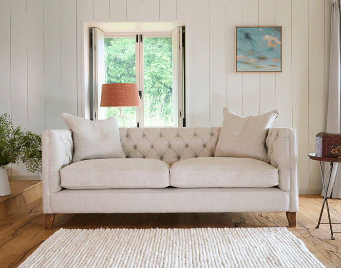 netral linen sofas