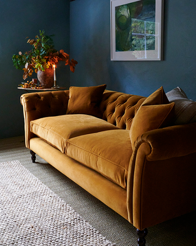 Velvet sofas, chairs, footstools and beds